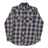 WRANGLER Mens Blue & Brown Check Shirt L Classic Cotton Blend Western Style