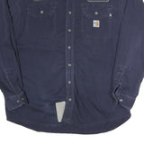 CARHARTT Mens Blue Work Shirt L FR Cotton Blend Classic Button Pocket