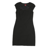 MONSOON Womens Black Bodycon Polyester Dress Short Sleeve Short UK 12 Elegant