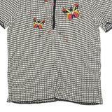 MG VULPINARI Womens Black & Cream Butterfly Printed Top Short Sleeve Round Neck