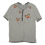 MG VULPINARI Womens Black & Cream Butterfly Printed Top Short Sleeve Round Neck