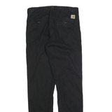 CARHARTT Mens Regular Black Polyester Blend Zip Trousers W30 L34 Straight