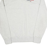 TOMMY JEANS Mens White Sweatshirt Crew Neck S Cotton Blend Iconic Logo