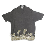 NATURAL ISSUE Mens Black Tropical Print Shirt XL Cotton Casual Summer