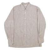 Mens Beige Cotton Shirt L Classic Fit Button Down Pocket Long Sleeve Casual