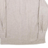 Mens Beige Cotton Shirt L Classic Fit Button Down Pocket Long Sleeve Casual