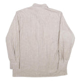 Mens Beige Cotton Shirt L Classic Fit Button Down Pocket Long Sleeve Casual