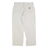 CARHARTT Mens Loose Cotton Blend White Trousers W36 L27 Workwear Zip Closure