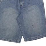 CLASSIC DENIM Mens Blue Denim Cargo Shorts XL W38 Casual Cotton Blend Patch Logo