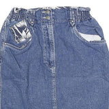 MEXX Womens Blue Denim Cotton Blend Pencil Midi Skirt XXS Floral Pocket Detail