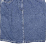 MEXX Womens Blue Denim Cotton Blend Pencil Midi Skirt XXS Floral Pocket Detail