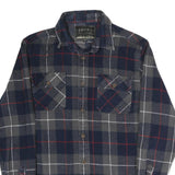 JACHS Mens Blue & Grey Check Shirt M Cotton Casual Button Long Sleeve
