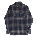 JACHS Mens Blue & Grey Check Shirt M Cotton Casual Button Long Sleeve