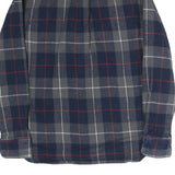 JACHS Mens Blue & Grey Check Shirt M Cotton Casual Button Long Sleeve