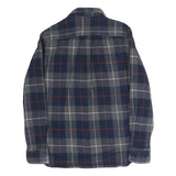 JACHS Mens Blue & Grey Check Shirt M Cotton Casual Button Long Sleeve