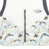 Womens White & Navy Printed Zip Jacket M Polyamide Casual Patterned Lightweight