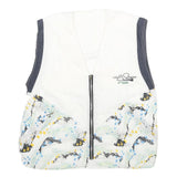 Womens White & Navy Printed Zip Jacket M Polyamide Casual Patterned Lightweight