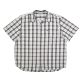 CARHARTT Mens White & Black Plaid Shirt 3XL Cotton Short Sleeve Button Up Casual