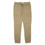 RR Mens Cotton Blend Beige Slim Cargo Trousers W28 L27 Drawstring Waist Casual