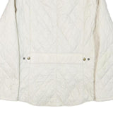 BARBOUR Womens White Outdoor Jacket UK 14 Polyester Blend Woven Plain Button