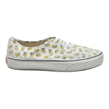 VANS Authentic Womens Lace-Up Trainers White Yellow Cotton Blend UK 6.5 Canvas