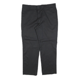DICKIES Mens Cotton Blend Black Regular Straight Trousers W42 L32 Workwear Zip