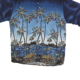 PIERRE CARDIN Mens Blue Hawaiian Shirt M Rayon Short Sleeve Casual Resort