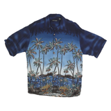 PIERRE CARDIN Mens Blue Hawaiian Shirt M Rayon Short Sleeve Casual Resort