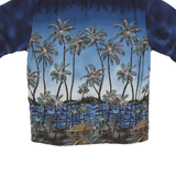 PIERRE CARDIN Mens Blue Hawaiian Shirt M Rayon Short Sleeve Casual Resort