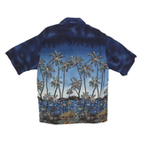 PIERRE CARDIN Mens Blue Hawaiian Shirt M Rayon Short Sleeve Casual Resort