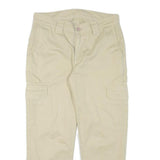 Mens Relaxed Beige Cotton Blend Cargo Trousers W31 L25 Casual Lightweight Zip