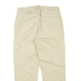 Mens Relaxed Beige Cotton Blend Cargo Trousers W31 L25 Casual Lightweight Zip