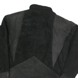 BERMANS Womens Black Leather Jacket M Button Closure Patterned Detail Stylish