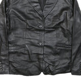 COVINGTON Mens Black Leather Blazer Jacket L Button Closure Plain Classic