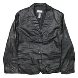 COVINGTON Mens Black Leather Blazer Jacket L Button Closure Plain Classic