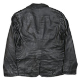 COVINGTON Mens Black Leather Blazer Jacket L Button Closure Plain Classic