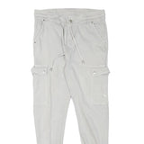 Womens Slim White Cargo Cotton Blend Trousers W31 L28 Zip Pockets Casual