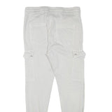 Womens Slim White Cargo Cotton Blend Trousers W31 L28 Zip Pockets Casual