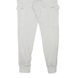 Womens Slim White Cargo Cotton Blend Trousers W31 L28 Zip Pockets Casual