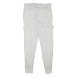 Womens Slim White Cargo Cotton Blend Trousers W31 L28 Zip Pockets Casual