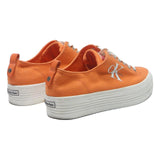 CALVIN KLEIN JEANS Womens Platform Trainers Orange Cotton Blend UK 7 Casual