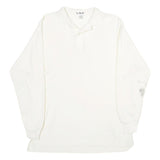 LA MODE Mens White Long Sleeve Plain XL Cotton Polo Shirt Casual Basic