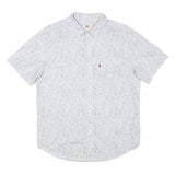 LEVI'S Mens White & Blue Casual Short Sleeve Shirt L Cotton Blend
