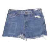 LEVI'S Womens Denim Blue Casual Shorts M W32 Distressed Hem Raw Edge