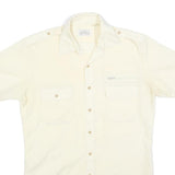 SEARS Mens Cream Short Sleeve Shirt Polyester Blend M Casual Utility Button Down