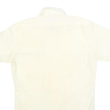 SEARS Mens Cream Short Sleeve Shirt Polyester Blend M Casual Utility Button Down