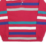GANT Mens Red & Blue Striped Long Sleeve Polo Shirt L Cotton Blend Casual