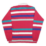 GANT Mens Red & Blue Striped Long Sleeve Polo Shirt L Cotton Blend Casual