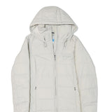 COLUMBIA Womens White Hooded Quilted Jacket S Polyester Blend Long Sleeve Zip