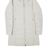 COLUMBIA Womens White Hooded Quilted Jacket S Polyester Blend Long Sleeve Zip